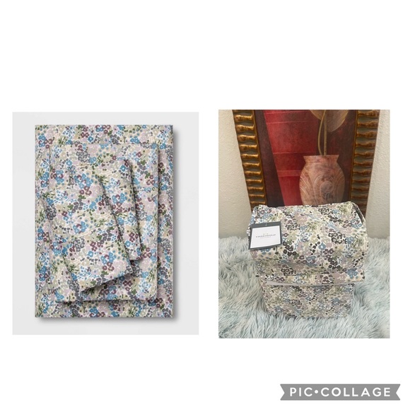NWT* Full 400 Thread Count Printed Performance Sheet Set Floral Purple-Threshold - Picture 1 of 10